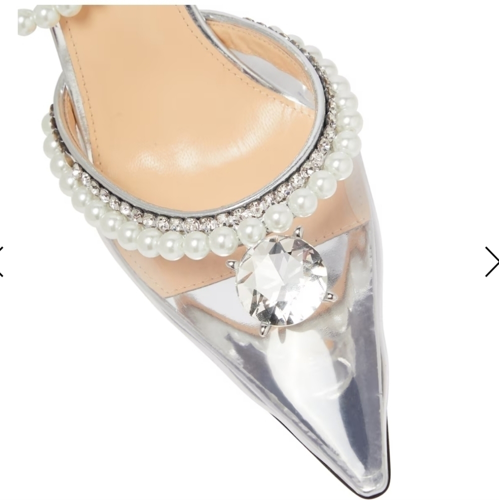 Mach & Mach Diamond of Elizabeth Imitation Pearl Pointed Pump SILVER Size 8.5 - Picture 3 of 14